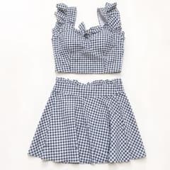 極美品】3点セット セパレート水着 ギンガムチェック Mサイズ - メルカリ