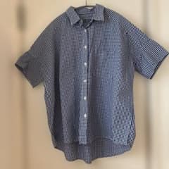 【美品】無印良品オーバーサイズチェック半袖シャツ XS〜Sのサムネイル