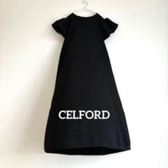CELFORD セルフォード Aラインニットワンピース ブラック フリル袖 