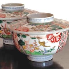 古伊万里 錦絵 金彩 蓋付き茶碗 飯茶碗 茶碗 2客 鳳凰 アンティーク レトロ 古伊万里 錦絵 金彩 蓋付き茶碗 飯茶碗 茶碗 2客 鳳凰 アンティーク