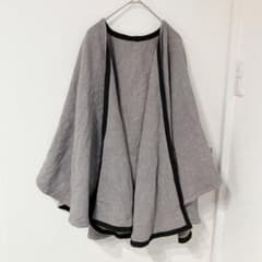 1点もの❣️パイピング ポンチョ ケープ コート グレー フリーサイズ