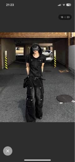 cosyharu ブラック ワイド カーゴパンツ デニムのサムネイル