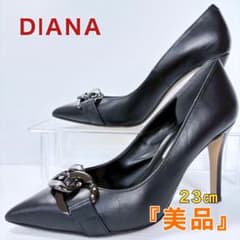 【1度着用のみ美品】 ダイアナ パンプス ポインテッドトゥ ローヒール チェーン 1度着用のみ美品】 ダイアナ パンプス ポインテッドトゥ