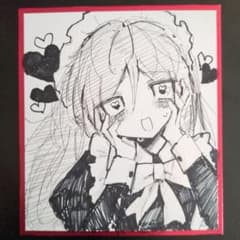 色紙 手描きイラスト 萌え絵 創作 女の子 アナログ オリジナル 原画