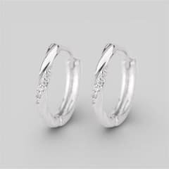 ひねり　シルバーフープピアス　CZ ジルコニア　S925刻印【両耳セット】