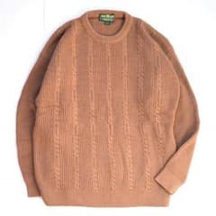 アメリカ古着 ケーブルニット brown Mのサムネイル