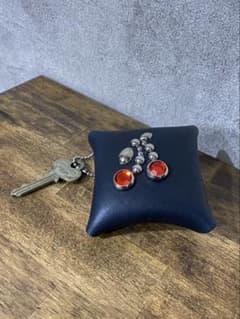 023 本革 真鍮 スクエア型 コインケース キーホルダー チェリー HTC