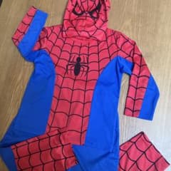 【キッズハロウィン】スパイダーマンコスチューム上下セットマスク付き130