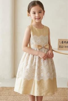 む〜のんのん キッズ ドレス 140cm ゴールド レース 発表会 パーティ