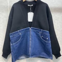 LHELBIE ニット デニム ドッキング ブルゾン ブラック - メルカリ