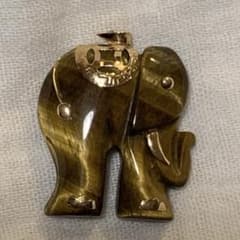 585 14K 刻印 タイガーアイ 象 ペンダントトップ チャーム 