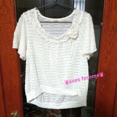 ❦axes femme❦　ホワイトレース半袖Tシャツのサムネイル