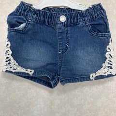 デニム ハーフパンツ 130cm レース装飾のサムネイル