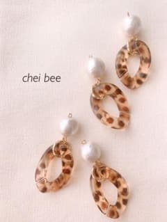 コットンパール×レオパード柄ピアス♡のサムネイル