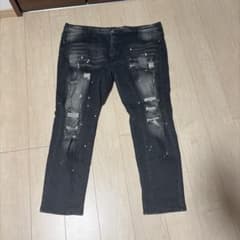 ダメージ加工 スキニーデニム ペイント ブラックのサムネイル