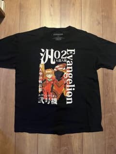 美品 エヴァンゲリオン アスカ 弐号機 プリント アニメTシャツ 黒 XL 