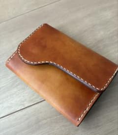 本革　名刺入れ　栃木レザー　手染め　ハンドメイド　キャメルサンバーストのサムネイル