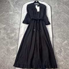 XL♡新品タグ付き マックスマーラ ロングワンピース ベルトリボン マキシ 黒 XL♡新品タグ付き マックスマーラ ロングワンピース ベルトリボン