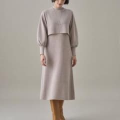 極美品 アナイ メリノウール アンサンブルニットワンピース ベージュ