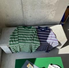 ciatre ストライプ柄長袖Tシャツ 緑のサムネイル