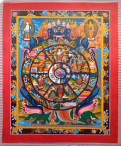 Wheel of life 輪廻のマンダラ　肉筆　タンカ　ネパール製 Wheel of life 輪廻のマンダラ 肉筆 タンカ ネパール製 - メルカリ