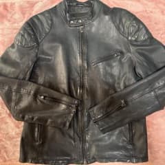 バナナリパブリック ラムレザー シングルライダース ジャケット L 黒