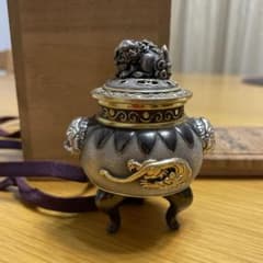 銀製 獅子龍香炉 八代住 釘谷洞石 - メルカリ