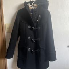Burberry   サイズ38 アンゴラ　牛革　ダッフルコート　黒　チェックのサムネイル