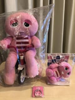 UQモバイル ピンク ガチャピン ぬいぐるみ スマホリング 3点セットのサムネイル