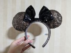 黒いスパンコール ミッキー耳カチューシャのサムネイル