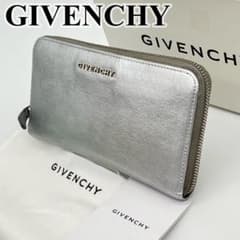MH122 ジバンジー 美品 ラウンドファスナー 長財布 箱付き シルバー金具 ジバンシー 長財布 ラウンドファスナー ロゴ金具 シルバー レザー 箱