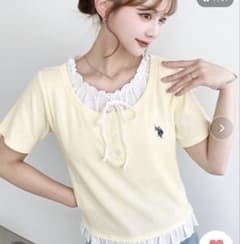 U.S.POLO ASSN.ヘンリーネックレイヤード風半袖Tシャツ イエローのサムネイル