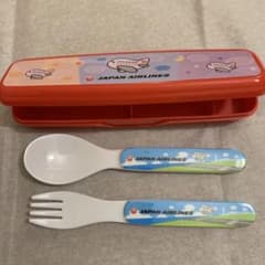 非売品】JAL 日本航空 キッズ用 スプーン・フォーク・ケース 3点セット