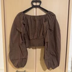 ブラウン系チェック オフショルダー トップス GRLのサムネイル