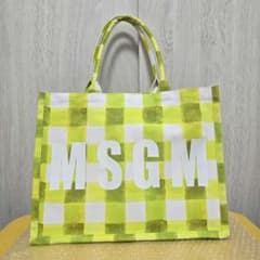 MSGM エムエスジーエム ギンガムチェック ロゴ トートバッグ ライト 