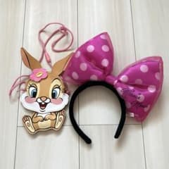 ディズニー ミニー ピンク水玉カチューシャ ミスバニー パスケース