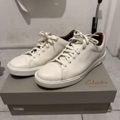 クラークスClarks アンコスタレース 白スニーカー 25.5cm 美品 箱付