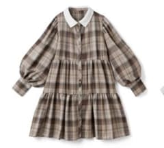 襟付きチェック柄ティアードミニワンピースのサムネイル