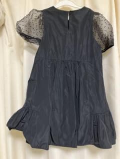 黒のドット柄シフォン袖ワンピース 140のサムネイル