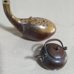 陶器 茄子型 ＆ 金属製 水滴 2点セットのサムネイル
