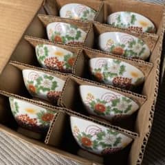 【九谷焼】花柄飯碗 10個セットのサムネイル