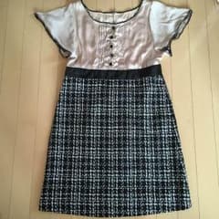 ツイード切り替え ハイウエストワンピのサムネイル