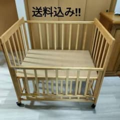 送料込】ヤトミ ハピネス ベビーベッド NEタイプ木製キャスター付き