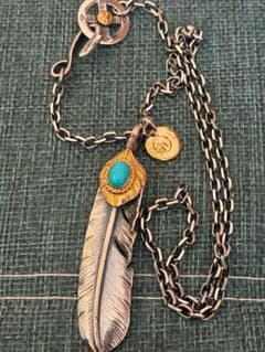 ゴローズ　上金金縄ターコイズ特大フェザー＋太陽大＋細角チェーンセット ゴローズ 上金金縄ターコイズ特大フェザー＋k18太陽中＋細角チェーン