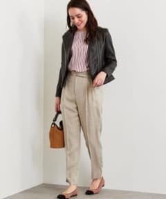 ■ 美品 グリーンレーベルリラクシング シープ レザー ノーカラー ジャケット