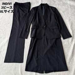 INDIVI インディヴィ 3ピーススーツ ブラック ストライプ XL 日本製
