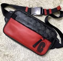 極美品】COACH コーチ エッジ メンズ ボディバッグ レザー PVC 赤