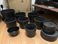 BLACK PLASTIC POT 植木鉢 複数セット 受け皿 プラ鉢 - メルカリ