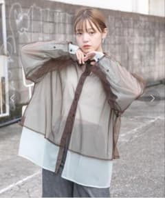 レイヤードシアーシャツ　ブラウン×ミントのサムネイル