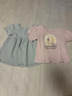 Two tops, short-sleeved, size 100, for girls.